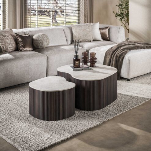 Vittoria Salontafel Medio Set van 2 keramiek Bruin 90cm