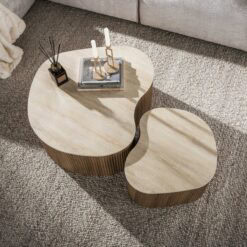 Vittoria Salontafel Medio Set van 2 keramiek Travertin 90cm