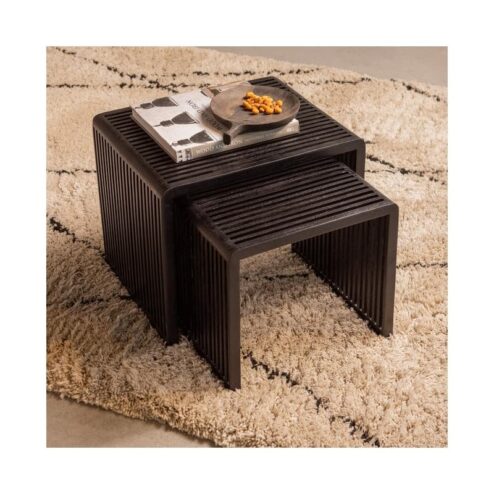 Willa Bijzettafel Set van 2 Teak Zwart