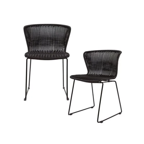 Wings Tuinstoel Zwart Set van 2
