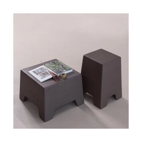 Zina Bijzettafel Hoog Cement Bruin 36cm