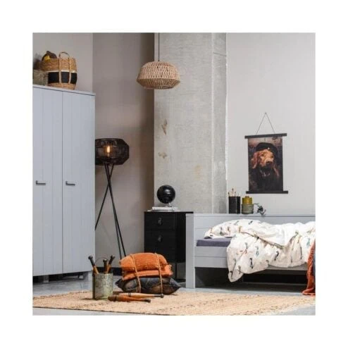 Zola Nachtkastje met Lade en Deur Zwart 40cm