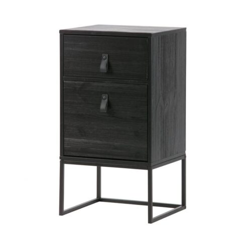 Zola Nachtkastje met Lade en Deur Zwart 40cm